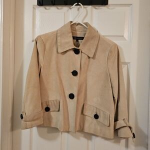 Anne Klein Tan Trench Coat with Black Accents